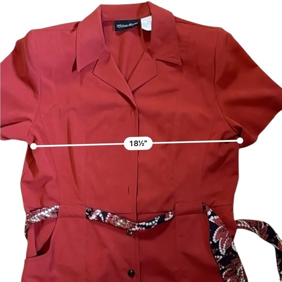 Vintage Melissa Harper Dress Womens 14 Rust Classic Preppy Work Button Front - Picture 9 of 12